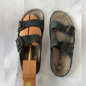 Mephisto Nerio Dark Gray/Black Slide Sandals